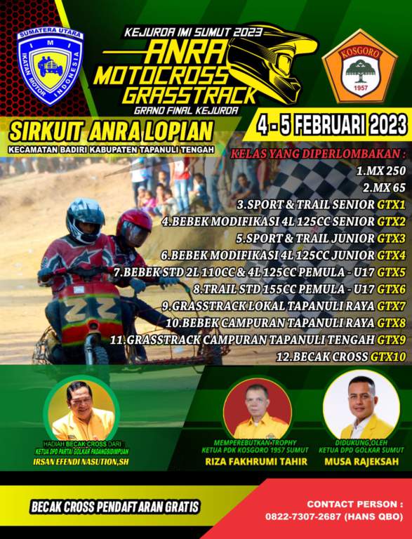 Brosur Kejurda IMI Sumut 2023, ANRA Motocross Dan Gasstrack.