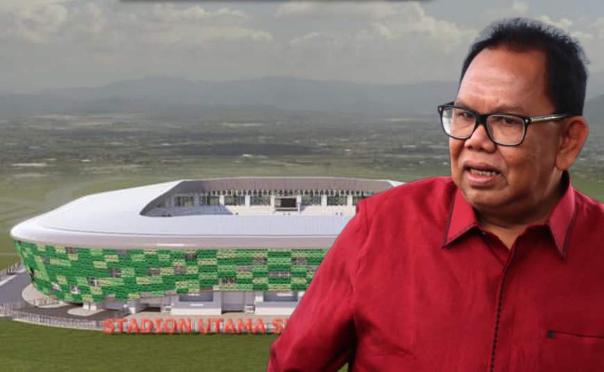 IMG_20231012_140501 Ketua DPRD Sumut Baskami Ginting, dan maket Stadion Utama Sumut.