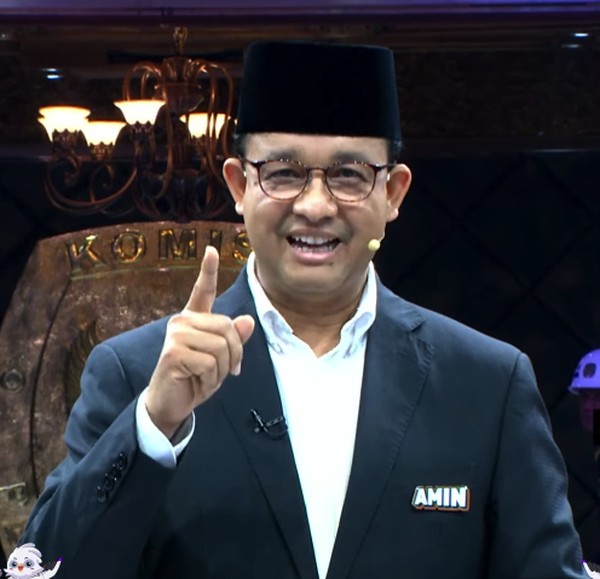 Capres Nomor 1 Anies Baswedan di debat capres perdana, Selasa (12/12/2023). (Dok istimewa/KPU)
