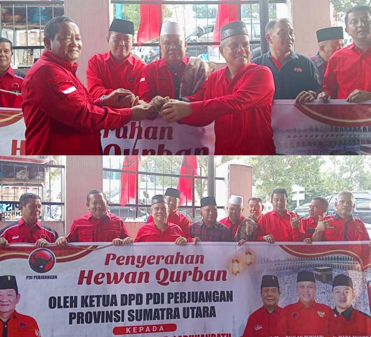 Ketua DPD PDIP Sumut Serahkan 6 Ekor Sapi Qurban untuk DPC se Labuhanbatu Raya
