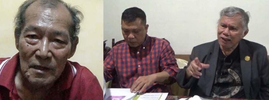 IMG_20240712_213527 Tumpak Tampubolon (kiri), Joshua Tampubolon (tengah) sebagai pelapor bersama kuasa hukum Dr Djonggi M Simorangkir SH MH (kanan).