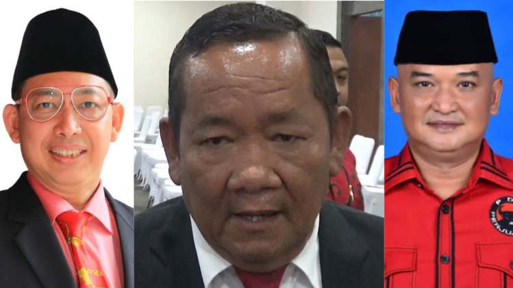 Ketua DPD PDIP Sumut Rapidin Simbolon (tengah), Wong Chun Sen (kiri), Robi Barus (kanan).