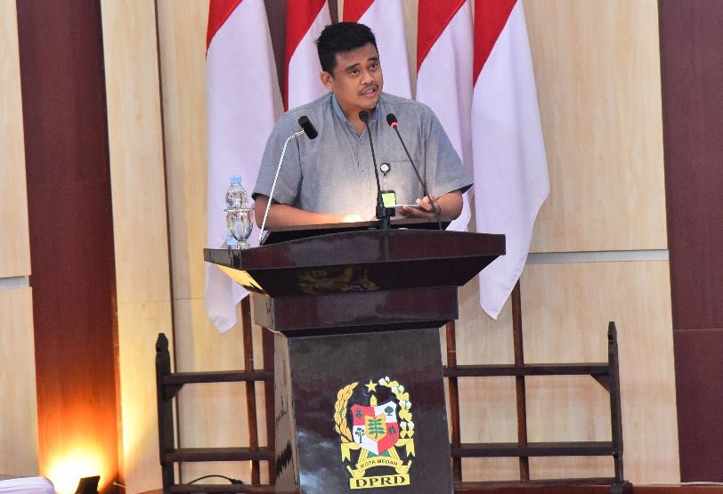 Wali Kota Medan M Bobby Afif Nasution saat menyampaikan sambutan.