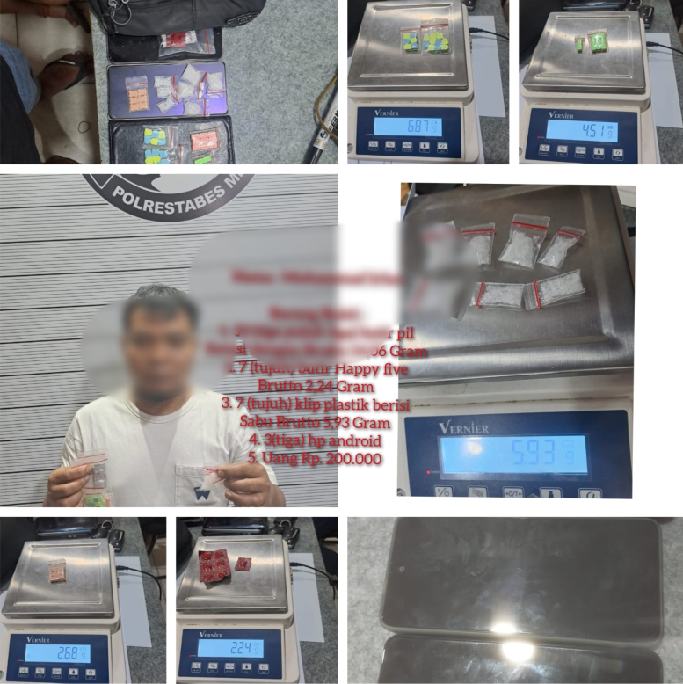 Pelaku pengedar sabu dan ekstasi ditangkap petugas Polrestabes Medan, Sabtu (6/9/2025).