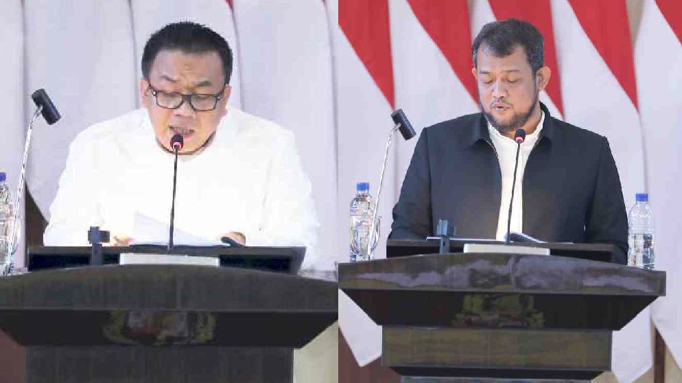 Pembacaan laporan Banggar DPRD Medan oleh Wakil Ketua DPRD Medan Zulkarnaen SKM dan Hadi SUhendra