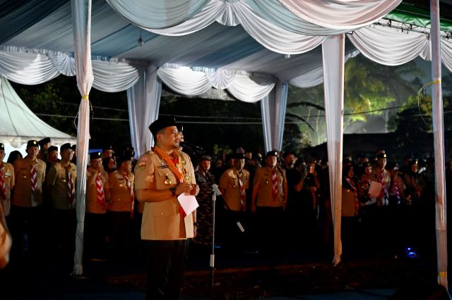 20260712_151128_resize_39 Gubernur Sumut Bobby Nasution menghadiri Jambore Daerah (Jamdasu) XI Gerakan Pramuka Sumut Tahun 2026, pada acara Upacara Api Unggun di Bumi Perkemahan Sibolangit, Sabtu (11/7/2026) malam.
