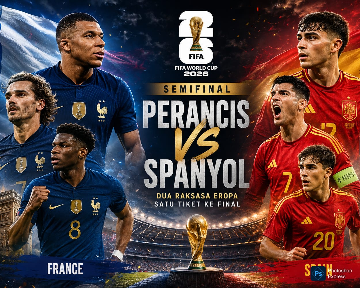 IMG-20260712-WA0010 Spanyol akan bertemu Perancis di babak semifinal Piala Dunia 2026. (Google)